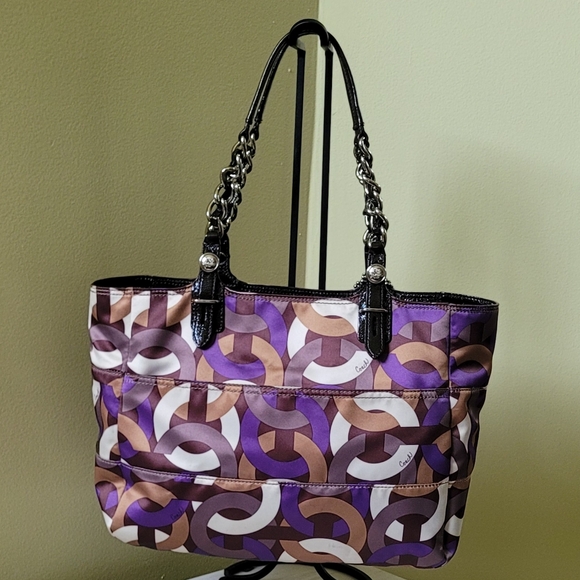 COACH MADISON CHAINLINK EAST MEET WEST BAG PURPLE MULTI #15549 - Picture 3 of 16